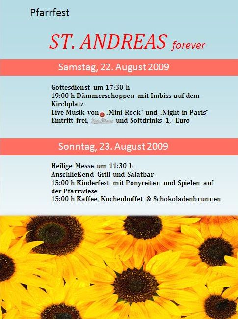 St. Andreas feiert sein großes Pfarrfest!